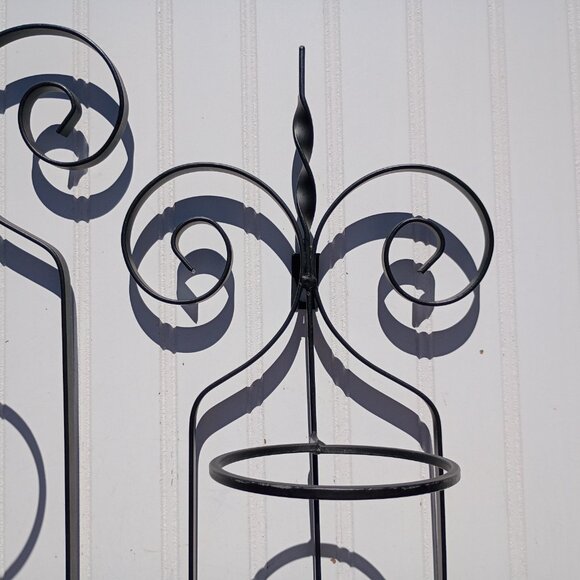 Black Wrought Iron Wall Sconce Pair Pillar Candle Holders Sconces Candelabras - Picture 5 of 9